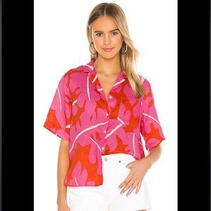 COPY - Birds of Paradis By Trovata Margot Short Sleeve Camp Shirt Size XS Pink …